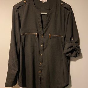 CALVIN KLEIN ROLL-UP SLEEVE TOP